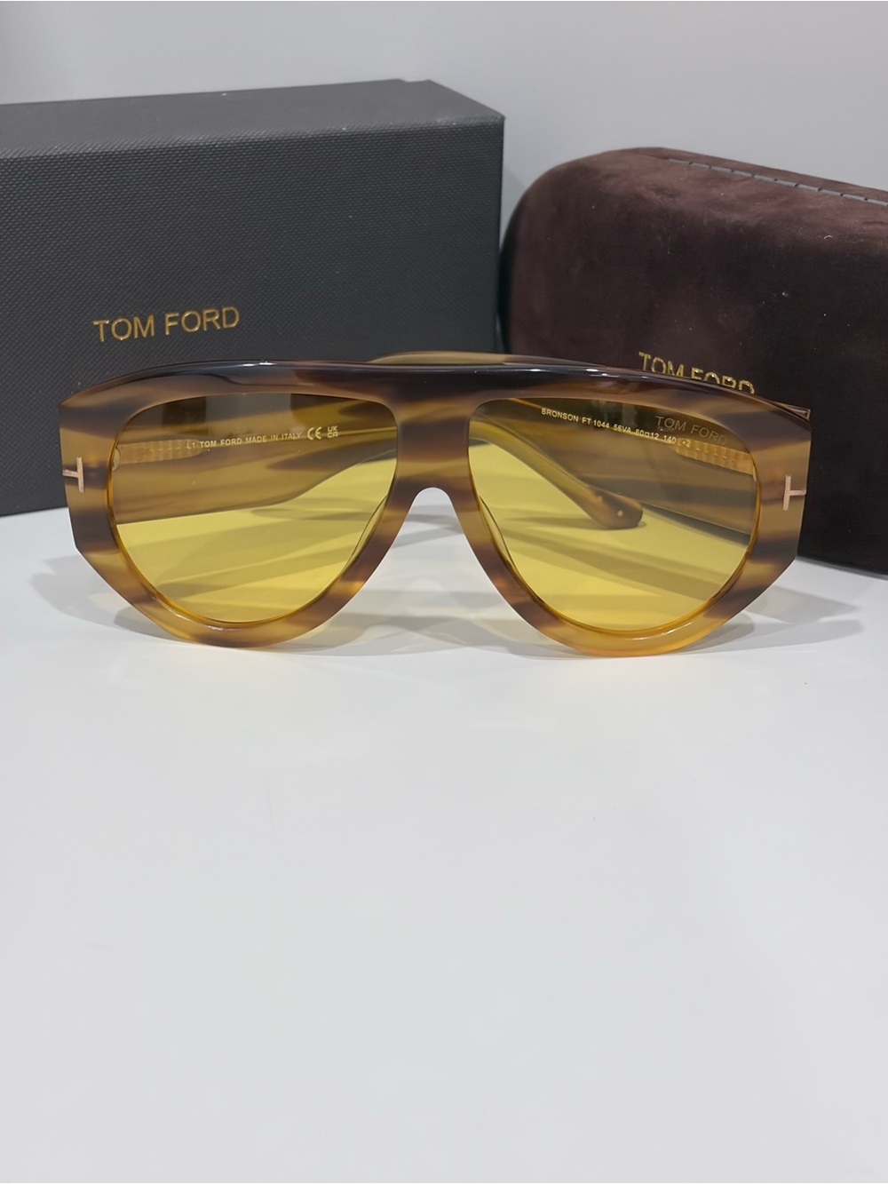 Tom Ford Women's Brown Amber Oversized Sunglasses with Yellow Lenses